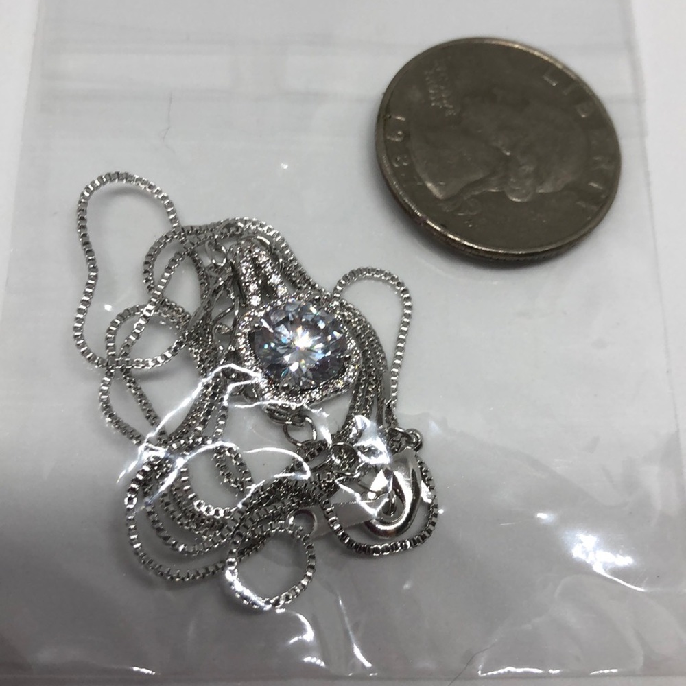 Elegant , 10K F, Silver CZ, 22 inch necklace - NEW - Picture 6 of 8
